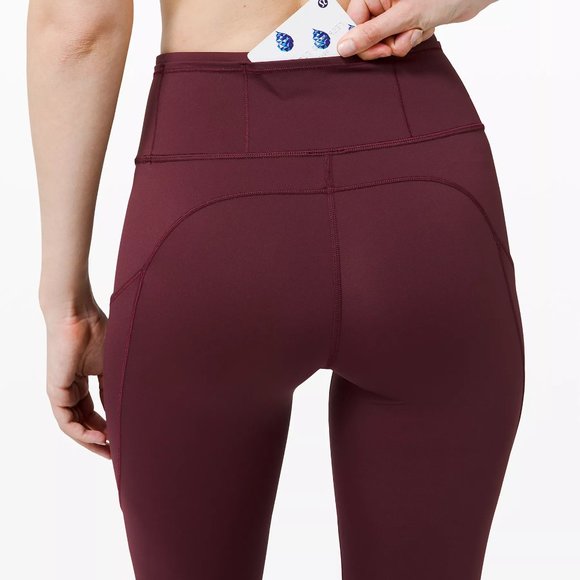 Sz 6 NWT Lululemon Fast and Free Tights Crop 19" Cassis - Picture 4 of 6